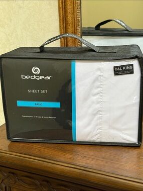 Bedgear Cal King White Basic Sheet Set. Wrinkle & shrink resistant.